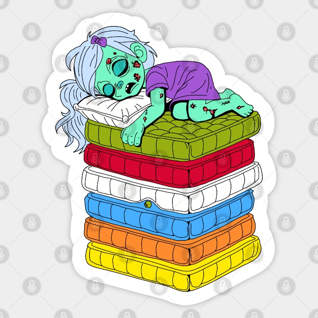 Zombie Princess and the Pea Sticker by H. R. Sinclair
